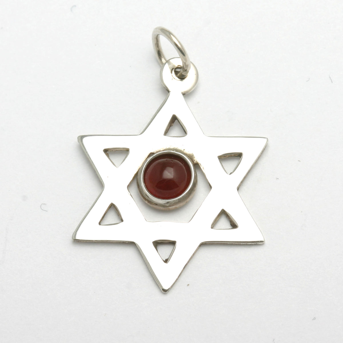 Sterling Silver Carnelian Star of David Pendant - JewelryJudaica