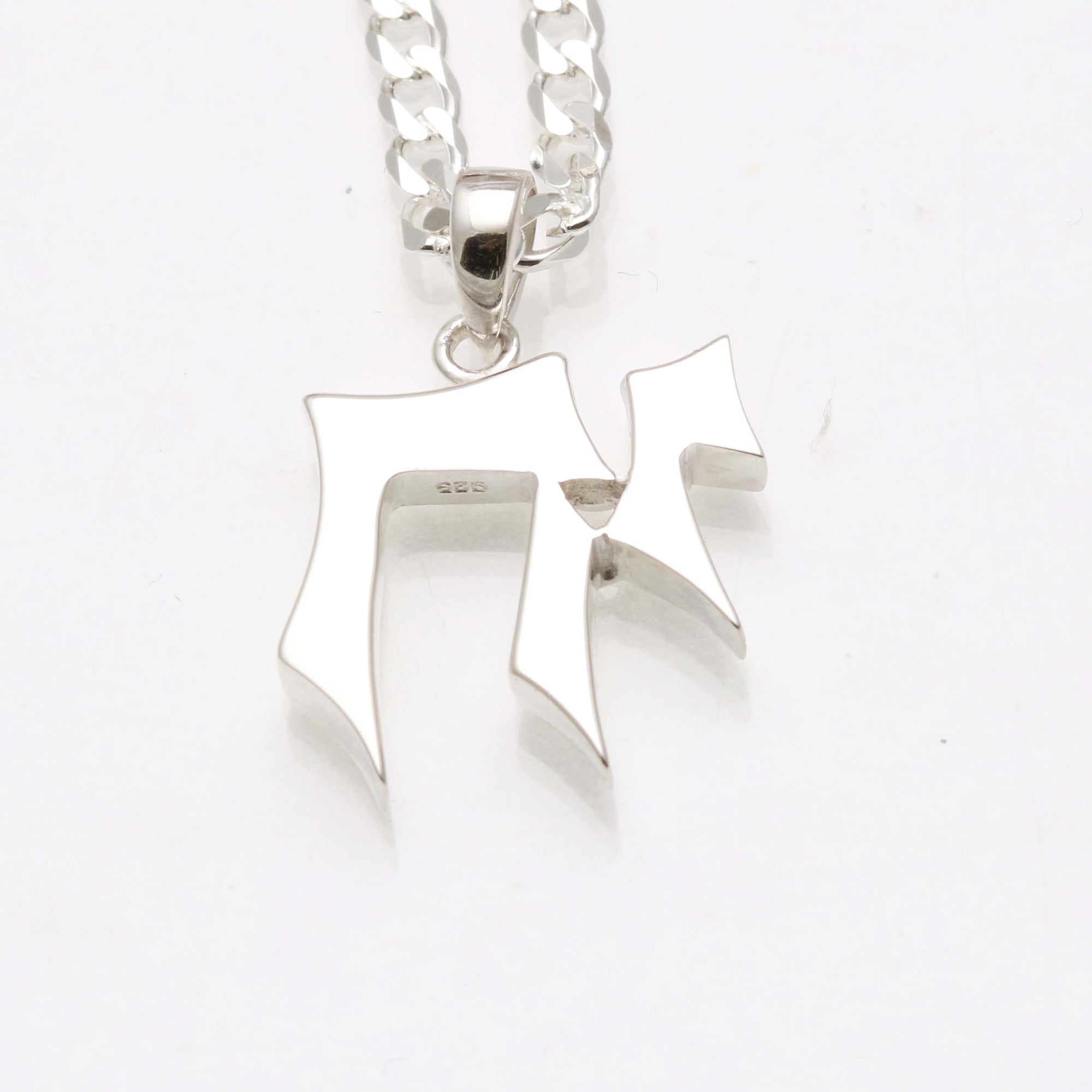 Sterling Silver Solid Chai Necklace Modern Mens