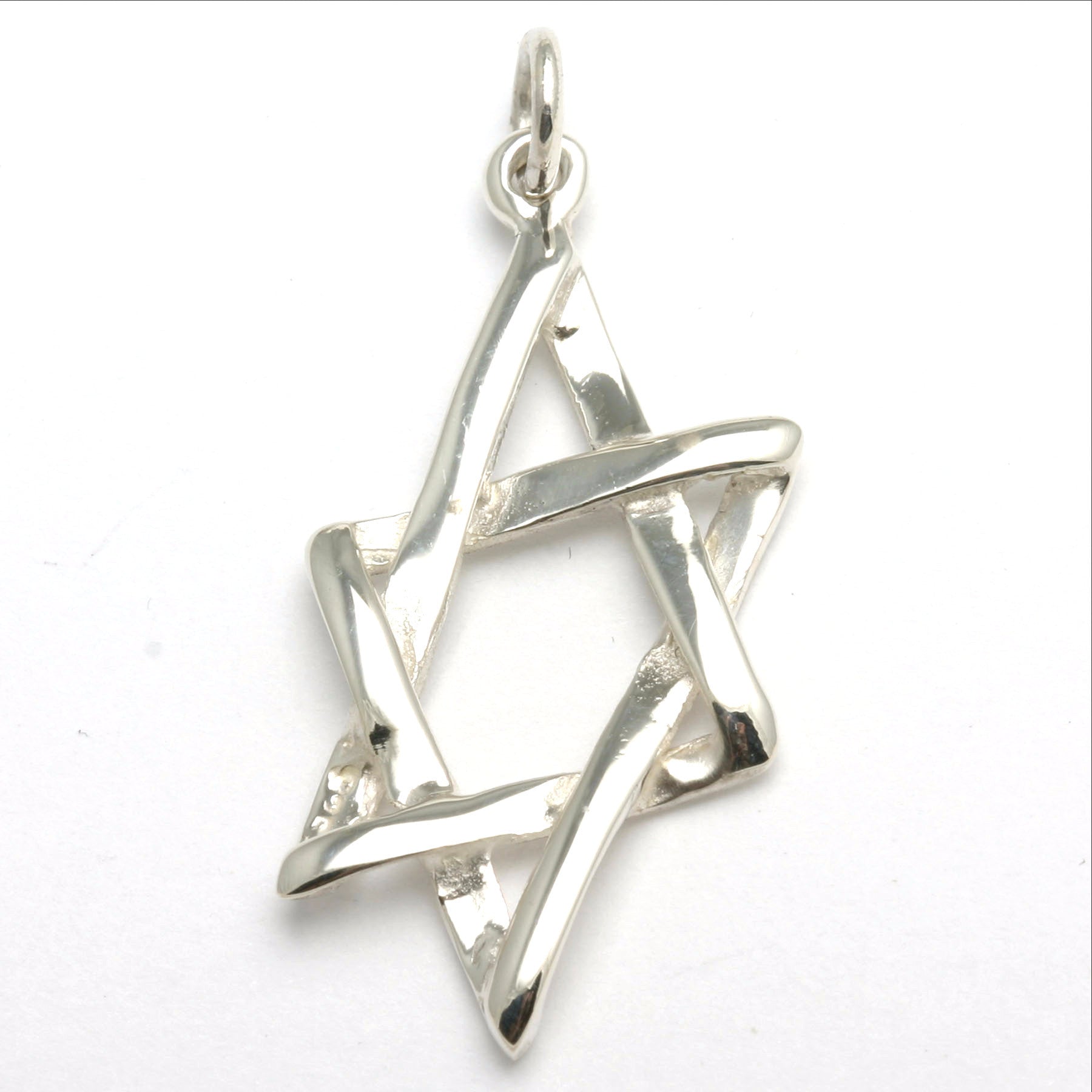 Sterling Silver Star of David Pendant Large Angled - JewelryJudaica