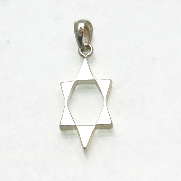 Sterling Silver Star of David Solid Pendant Modern Elongated - JewelryJudaica