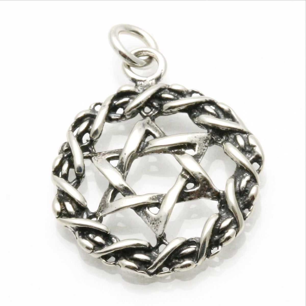 Sterling Silver Star of David Oxidized Encircled Pendant - JewelryJudaica