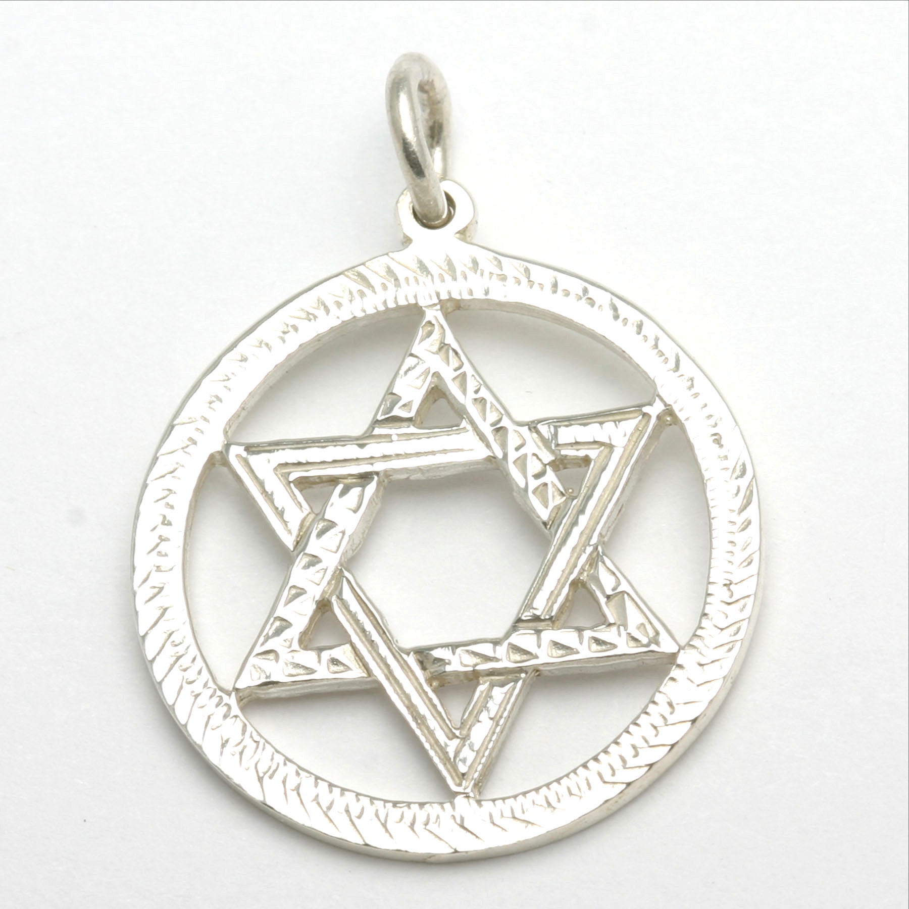 Sterling Silver Jewish Star of David Encircled Pendant - JewelryJudaica