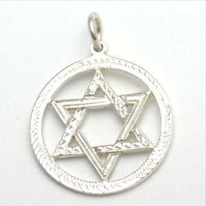 Sterling Silver Jewish Star of David Encircled Pendant - JewelryJudaica