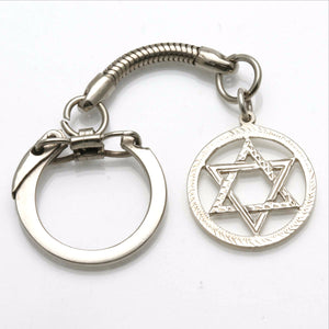 Sterling Silver Encircled Star of David Keychain - JewelryJudaica