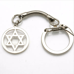 Sterling Silver Encircled Star of David Keychain - JewelryJudaica