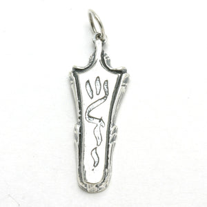 Sterling Silver Mezuzah Pendant Shadai Modern Oxidized - JewelryJudaica