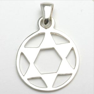 Sterling Silver Star of David Pendant Large Encircled - JewelryJudaica