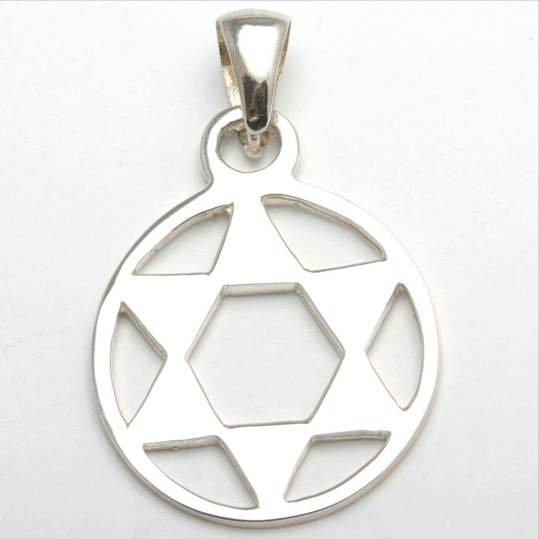 Sterling Silver Star of David Pendant Large Encircled - JewelryJudaica