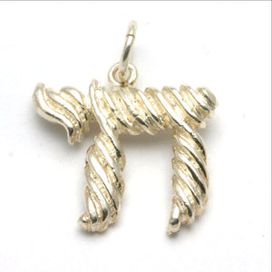 Sterling Silver Chai Pendant Stripe Large - JewelryJudaica