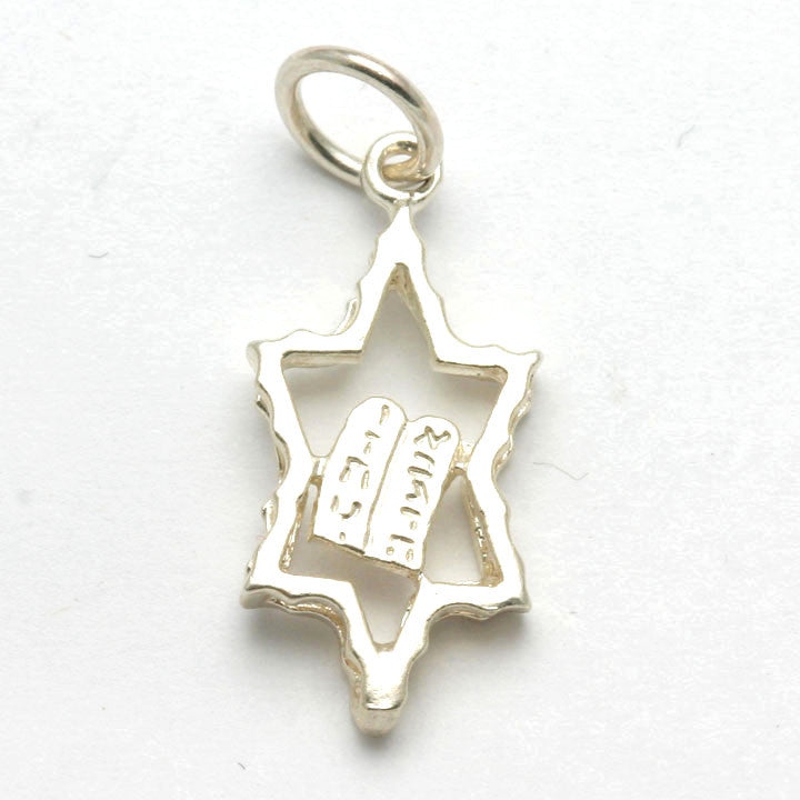 Sterling Silver Star of David 10 commandments Pendant - JewelryJudaica