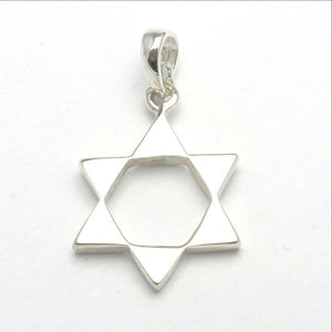 Sterling Silver Star of David Pendant Modern - JewelryJudaica