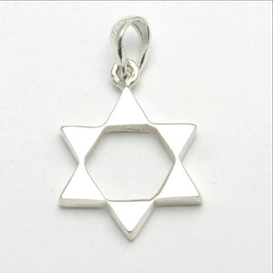 Sterling Silver Star of David Pendant Modern - JewelryJudaica