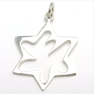 Sterling Silver Jewish Star of David Abstract Chai Pendant - JewelryJudaica