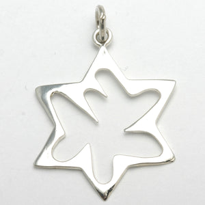 Sterling Silver Jewish Star of David Abstract Chai Pendant - JewelryJudaica