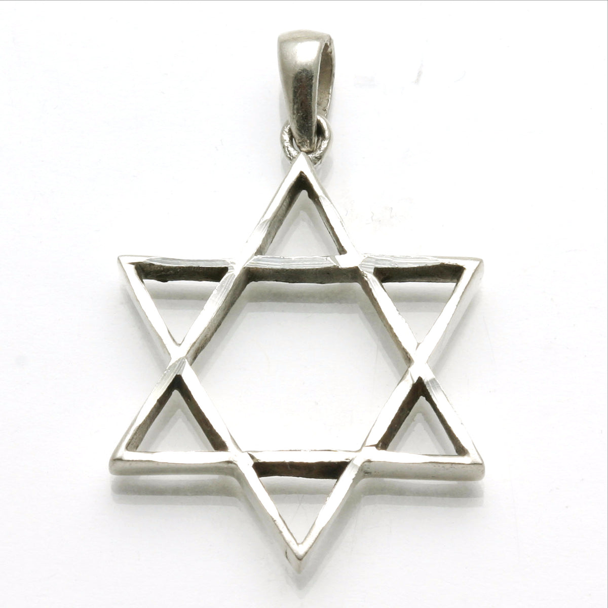 Sterling Silver Star of David Pendant Large Thick Diamond Cut - JewelryJudaica