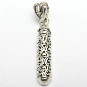 Sterling Silver Mezuzah Filigree Pendant Shin - JewelryJudaica