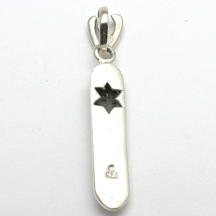 Sterling Silver Mezuzah Filigree Pendant Shin - JewelryJudaica