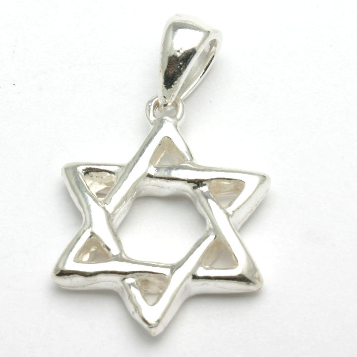 Sterling Silver Jewish Star of David Pendant Woven 3D - JewelryJudaica