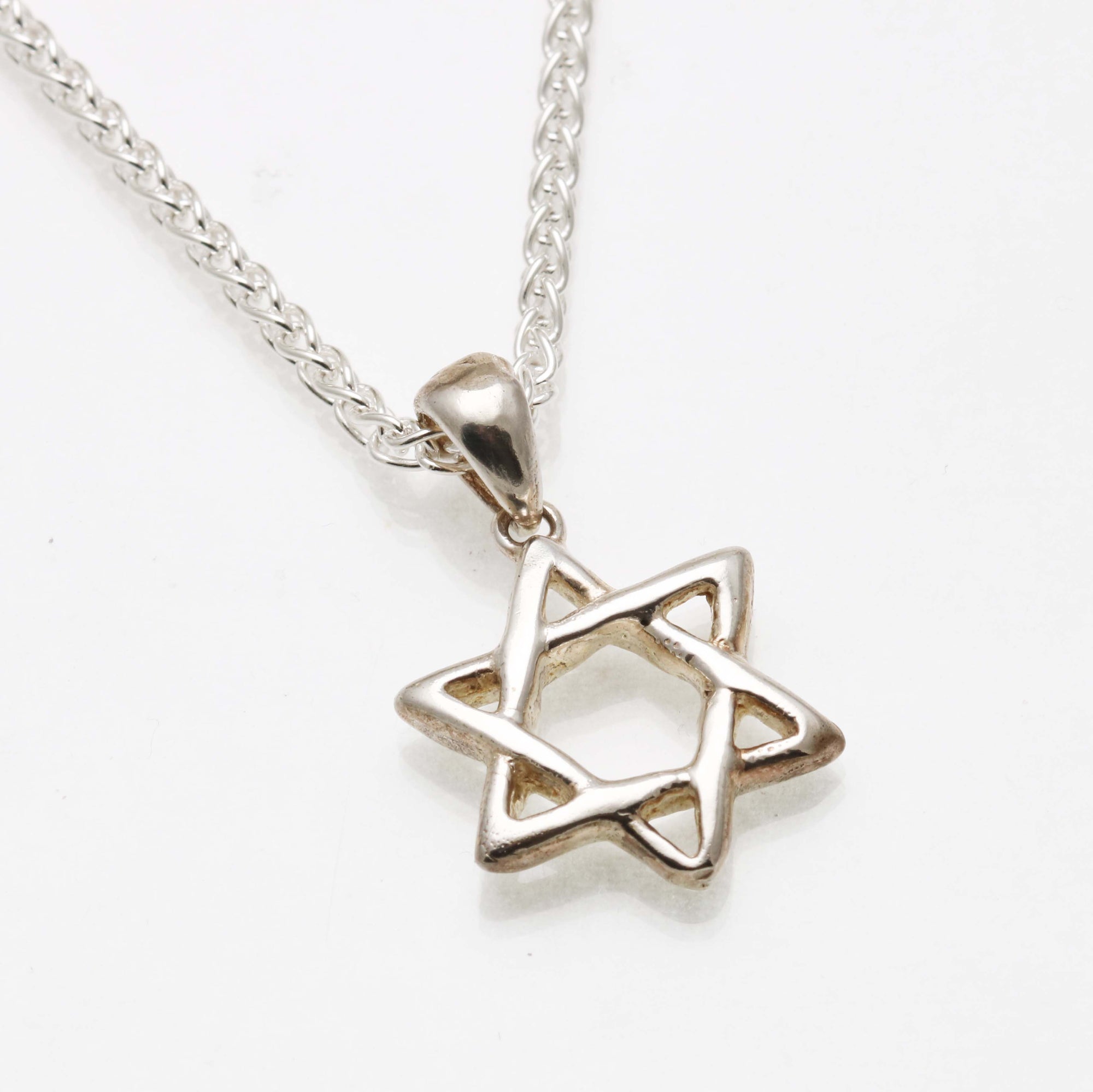 Sterling Silver Woven Star of David Necklace Thick
