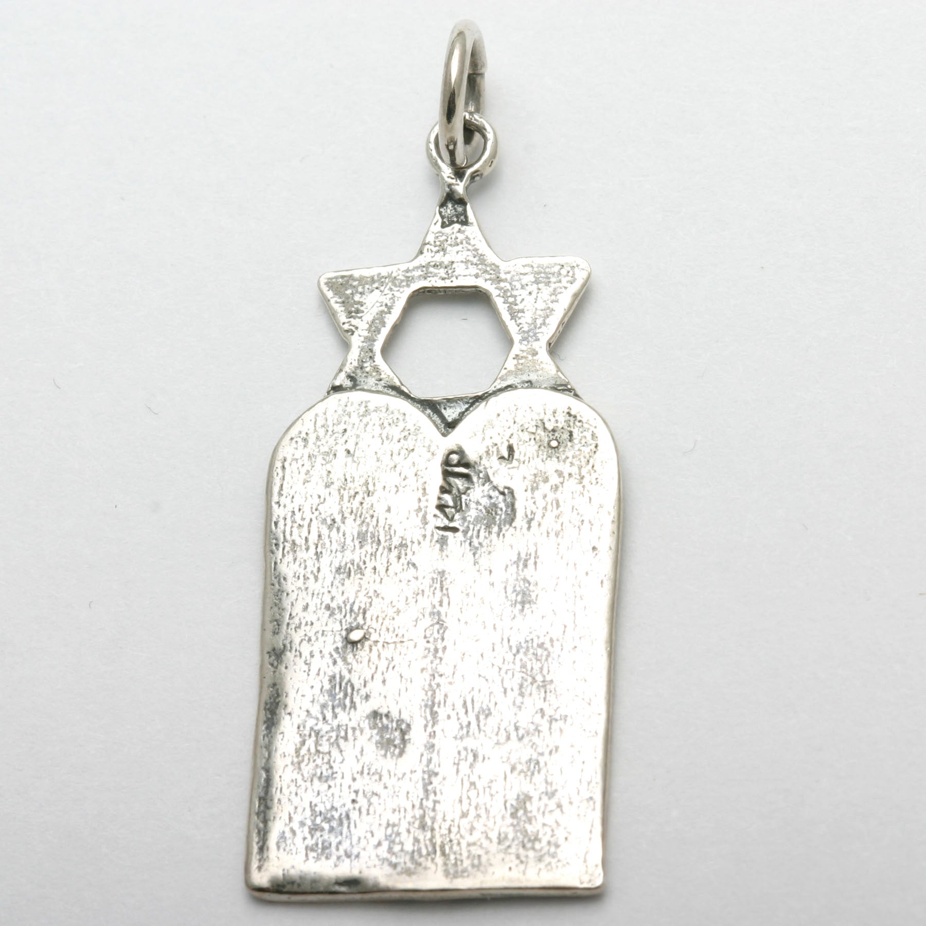 Sterling Silver 10 Commandments Star of David Pendant Oxidized - JewelryJudaica
