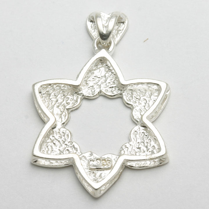 925 Sterling Silver Heart Star of David Pendant - JewelryJudaica