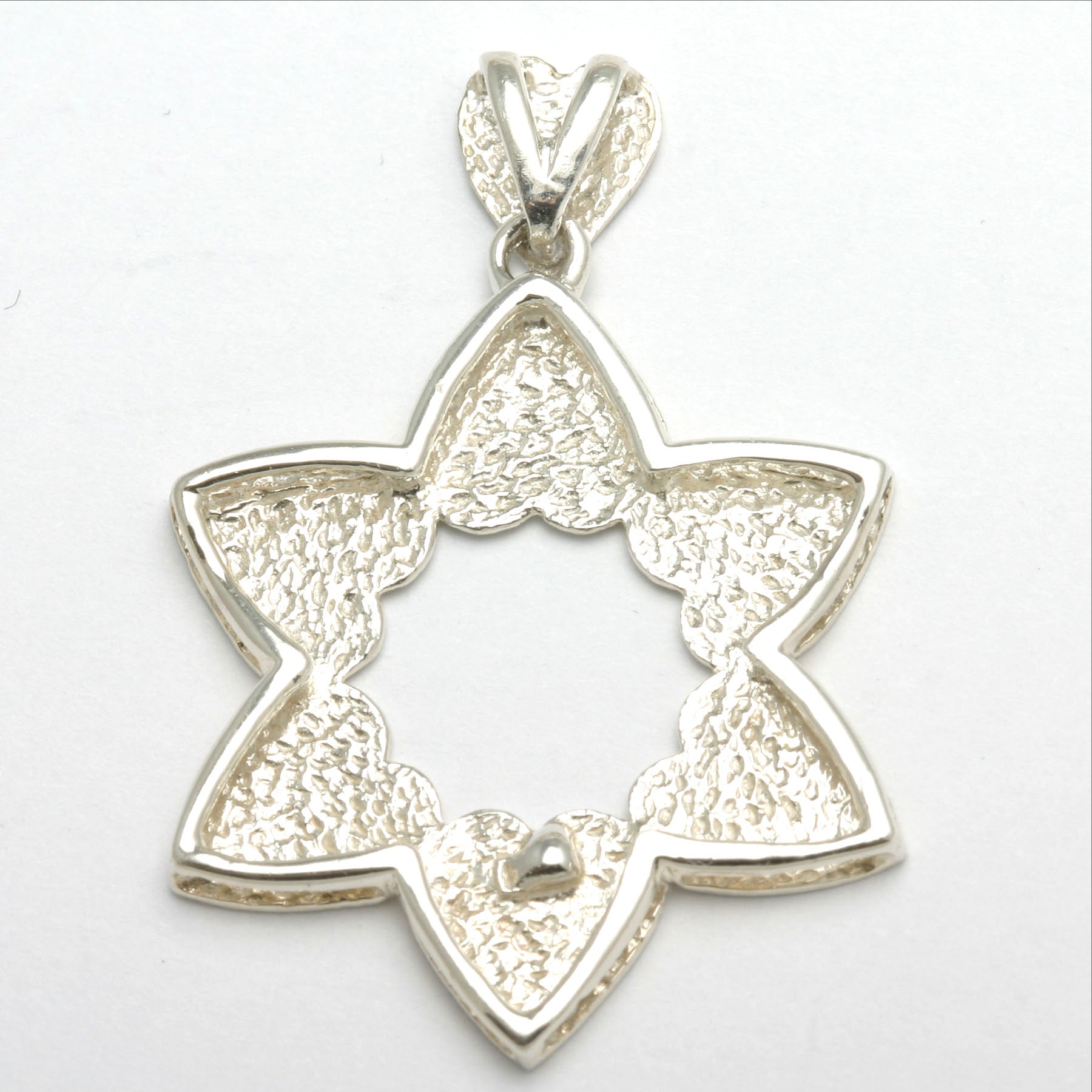 Sterling Silver Jewish Star of David Heart Pendant Large - JewelryJudaica