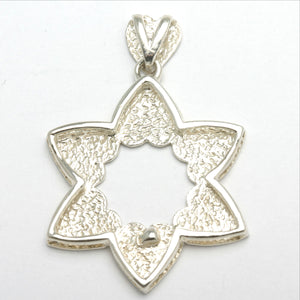 Sterling Silver Jewish Star of David Heart Pendant Large - JewelryJudaica