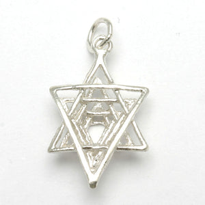 Sterling Silver Jewish Star of David Pendant 3D - JewelryJudaica