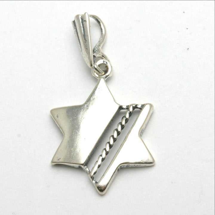 Sterling Silver Jewish Star of David Pendant Oxidized - JewelryJudaica