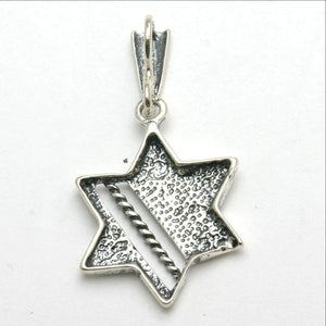 Sterling Silver Jewish Star of David Pendant Oxidized - JewelryJudaica