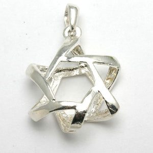 Sterling Silver Jewish Star of David Pendant 3D - JewelryJudaica