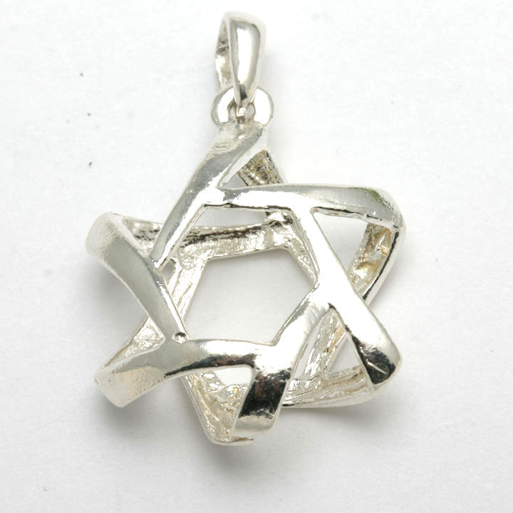 Sterling Silver Jewish Star of David Pendant 3D - JewelryJudaica