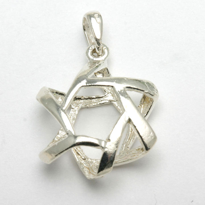 Sterling Silver Jewish Star of David Pendant 3D - JewelryJudaica