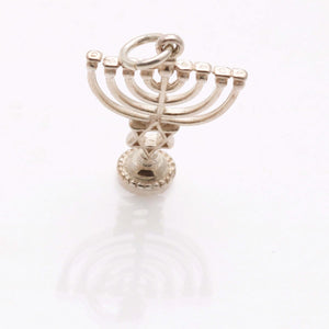 Sterling Silver Hanukkiah Hanukkah Menorah Pendant Star of David - JewelryJudaica