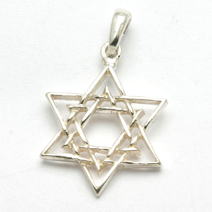 Sterling Silver Double Star of David Pendant - JewelryJudaica