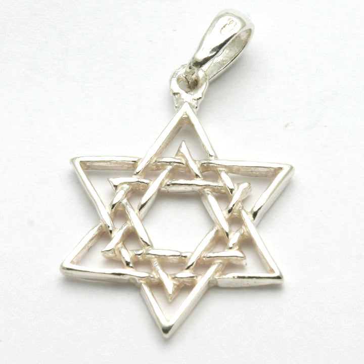 Sterling Silver Double Star of David Pendant - JewelryJudaica