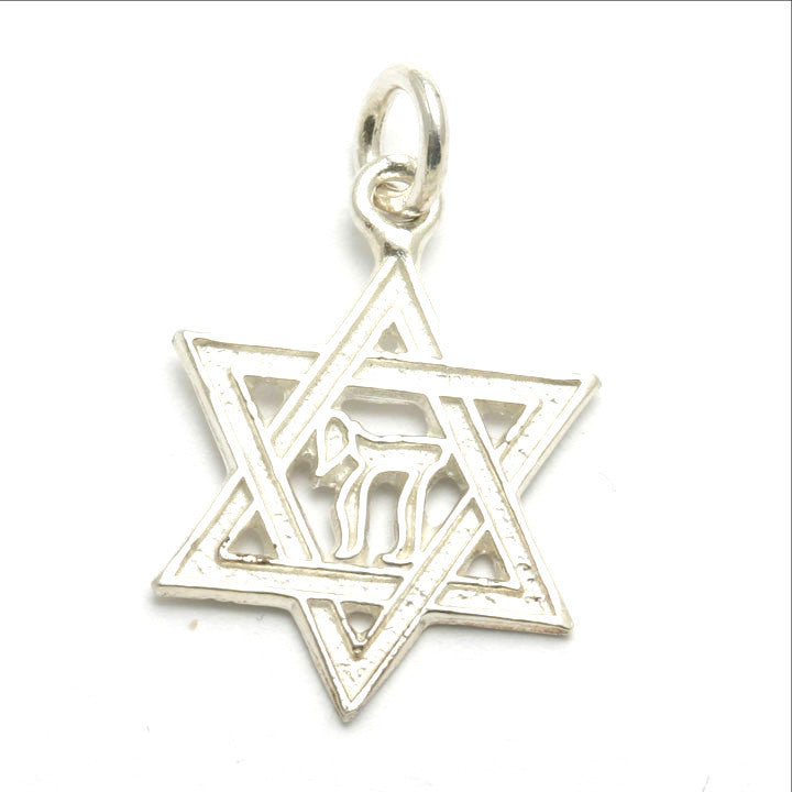 Sterling Silver Star of David Chai Pendant - JewelryJudaica