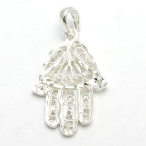 Sterling Silver Hamsa Filigree Pendant - JewelryJudaica