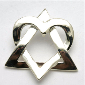 Sterling Silver Jewish Star of David Heart Pendant Large - JewelryJudaica