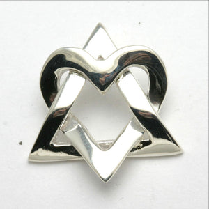 Sterling Jewish Silver Star of David Heart Pendant - JewelryJudaica