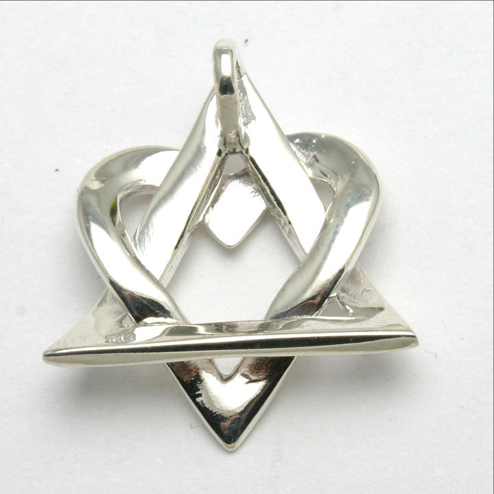 Sterling Jewish Silver Star of David Heart Pendant - JewelryJudaica
