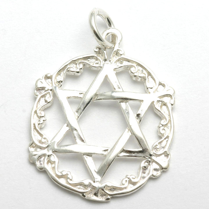 Sterling Silver Jewish Star of David Encircled Pendant - JewelryJudaica
