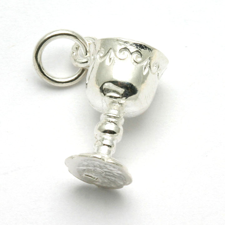 Sterling Silver Kiddush Cup Charm Shabbat - JewelryJudaica