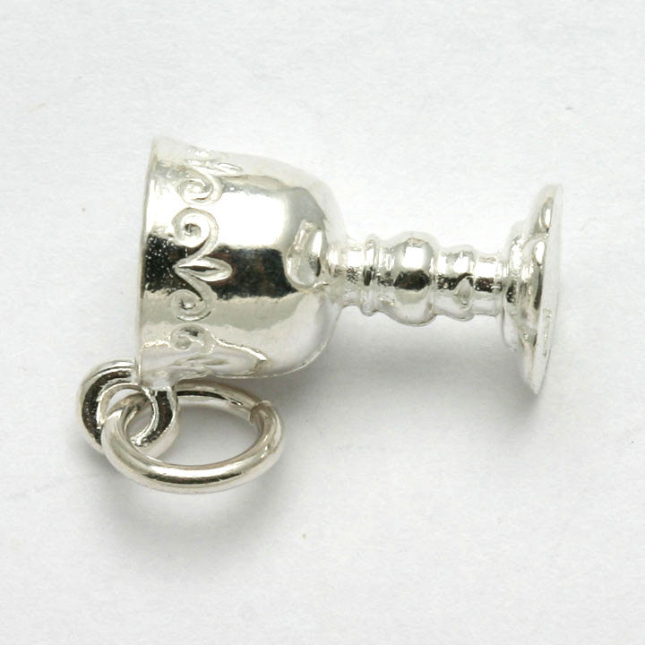 Sterling Silver Kiddush Cup Charm Shabbat - JewelryJudaica