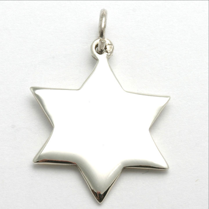 Sterling Silver Solid Star of David Pendant - JewelryJudaica