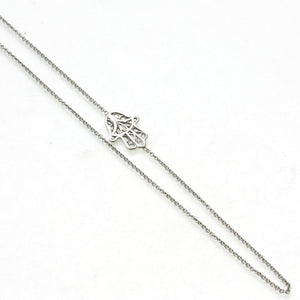 Sterling Silver Filigree Hamsa Off-center Necklace - JewelryJudaica