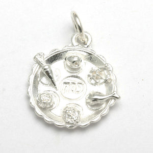 Sterling Silver Seder Plate Pendant Charm Passover - JewelryJudaica