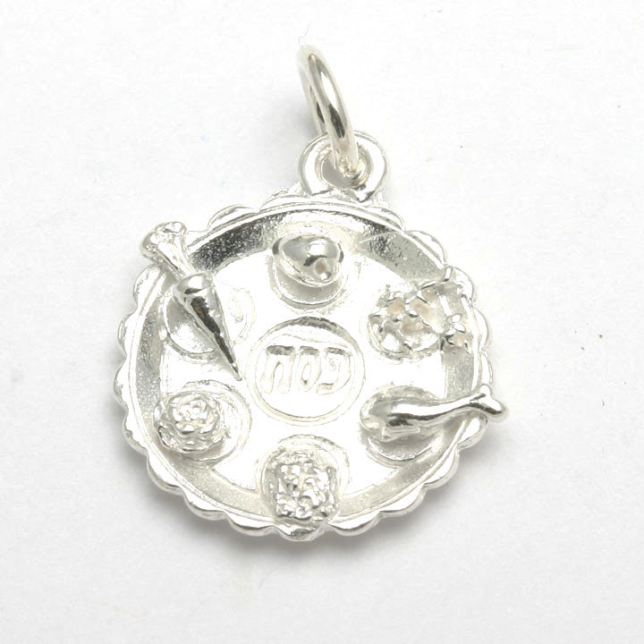 Sterling Silver Seder Plate Pendant Charm Passover - JewelryJudaica