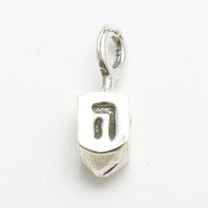 Sterling Silver Dreidel 3D Pendant Small Solid Hanukkah - JewelryJudaica