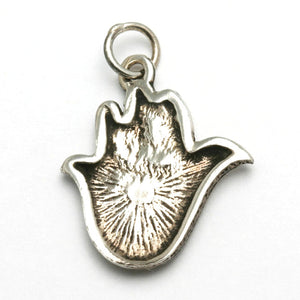 Sterling Silver Hamsa Dove Filigree Pendant Hand Oxidized - JewelryJudaica
